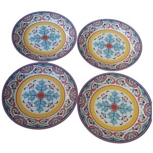 Euro Ceramica Zanzibar Salad Plates Set of 4,  8 3/8" China Dinnerware